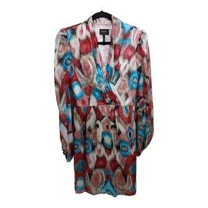 Laundry by Shelli Segal Abstract Print 100% silk dress Size 2  with Flaws